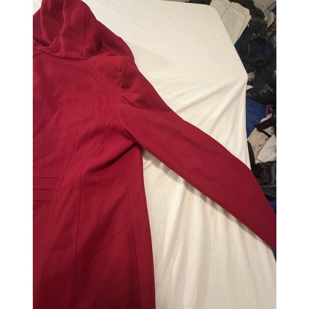 AVANTI Beet Red Hooded Zipper Mid-Length Coat Pockets Long Sleeve Tall LT NWT - Picture 11 of 12